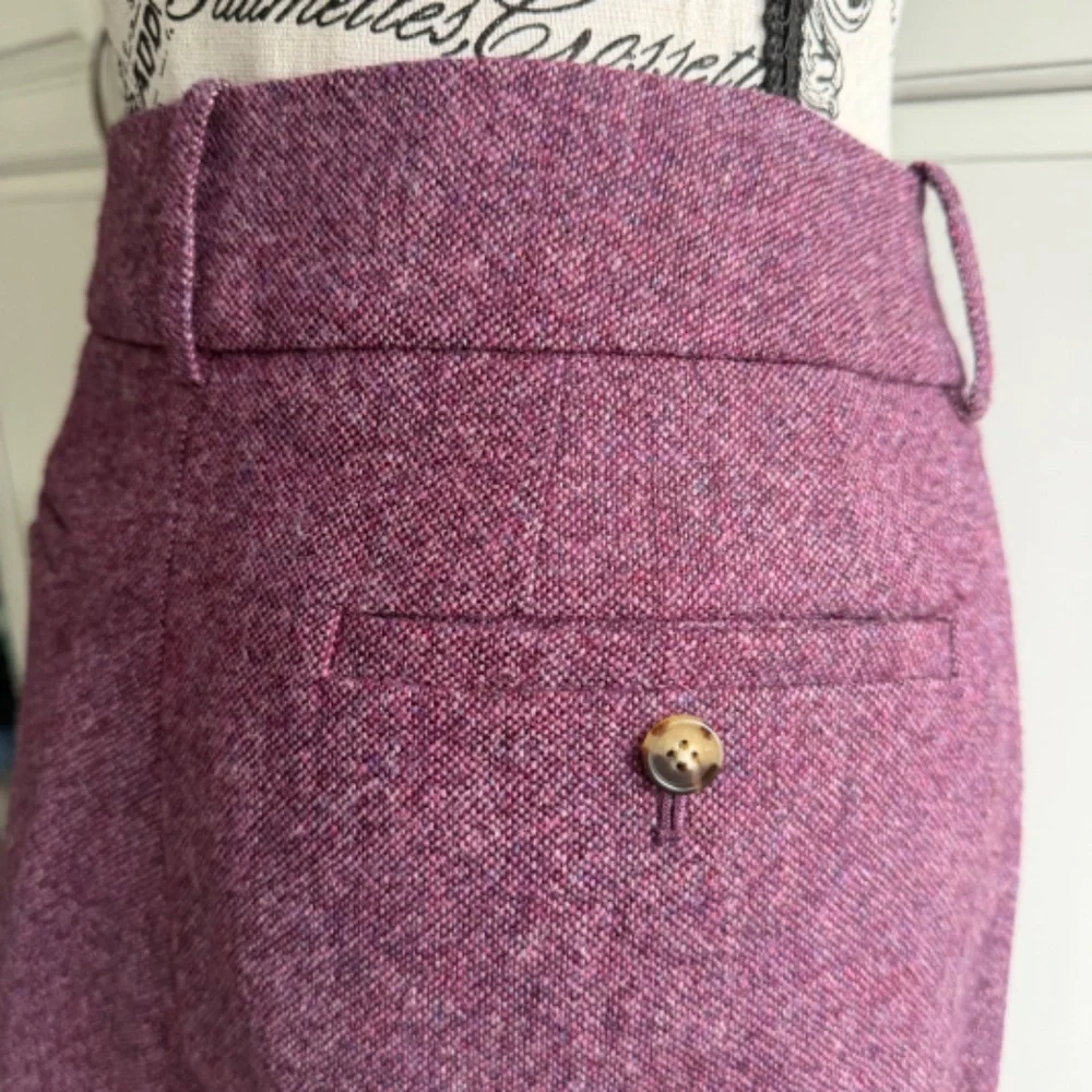 J. Crew Collection High Waist Wide Leg Tweed Wool pants in Mulberry Size 10 - Picture 4 of 8